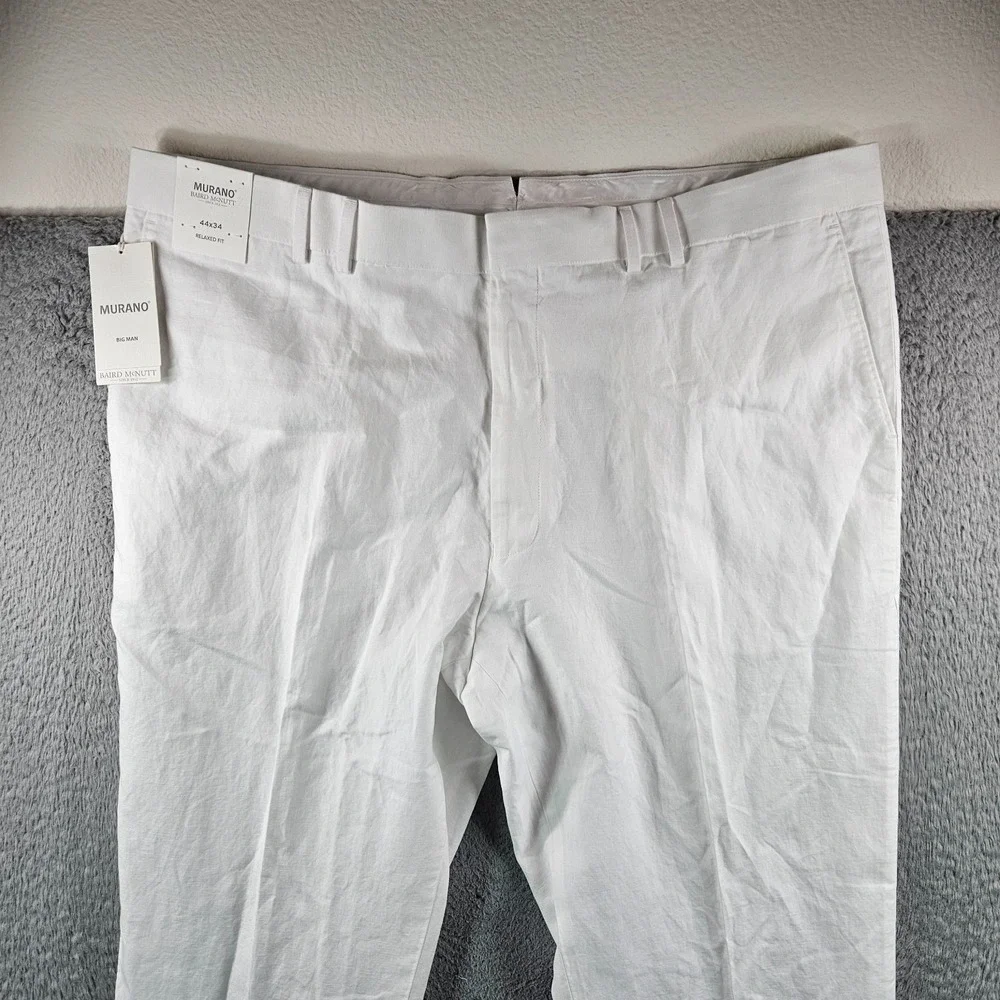 $115 NEW Baird Mcnutt Murano Linen Pants Men‎ 44 x 34 Relaxed Fit White